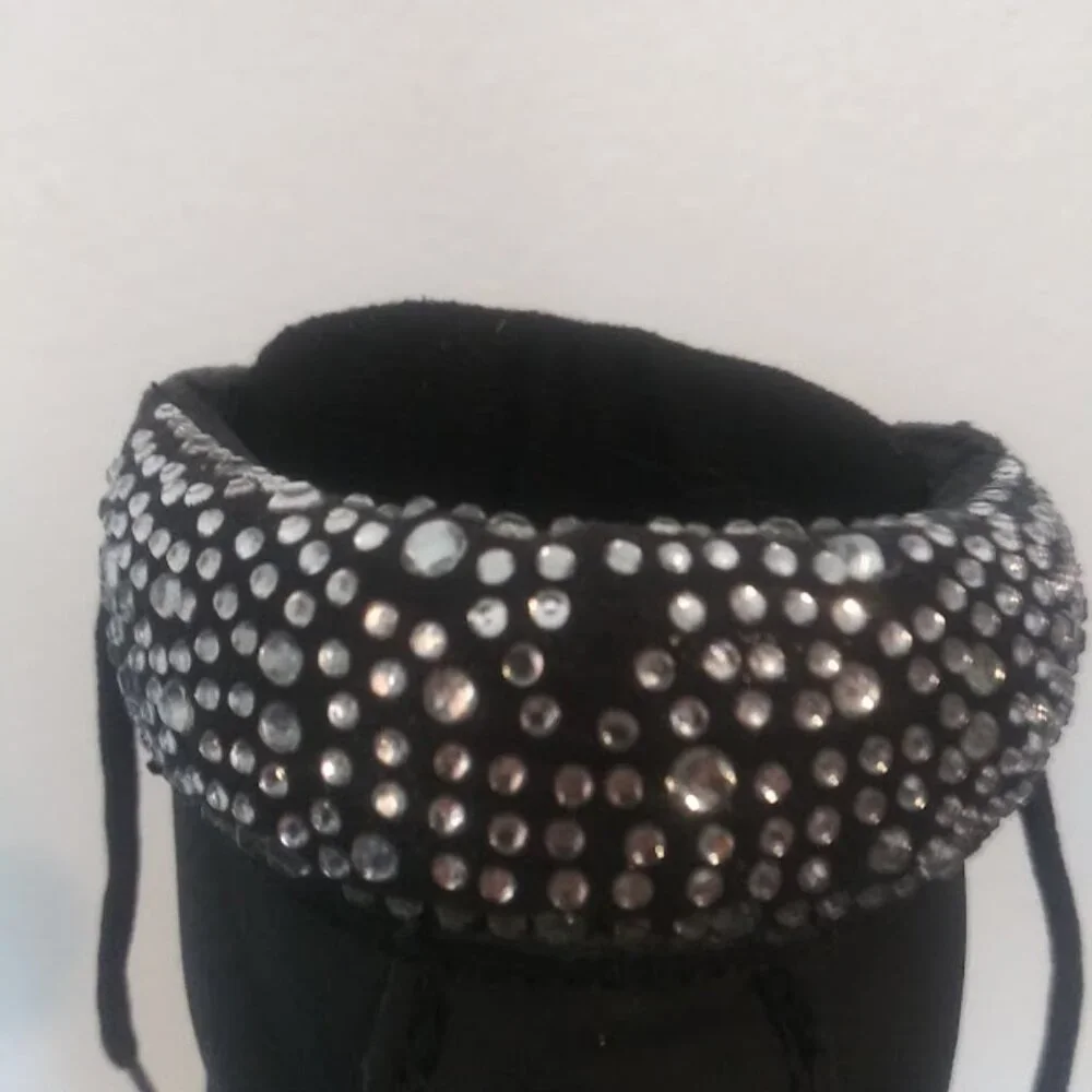 Black and silver rhinestone ankle boots girls size 13